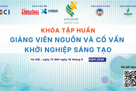 13-16/8: Khoá tập huấn Giảng viên nguồn và cố vấn khởi nghiệp sáng tạo