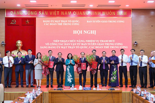 Đảng ủy Mặt trận Tổ quốc, các đoàn thể Trung ương tiếp nhận chức năng tham mưu về công tác dân vận