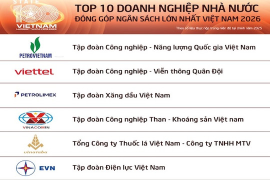 EVN thuộc Top 10 doanh nghiệp nhà nước nộp ngân sách lớn nhất Việt Nam