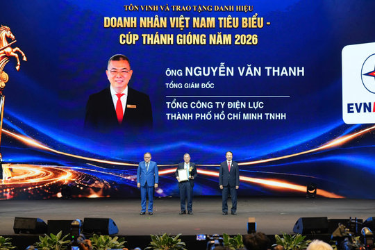 Tổng giám đốc EVNHCMC Nguyễn Văn Thanh được vinh danh “Doanh nhân Việt Nam tiêu biểu - Cúp Thánh Gióng” năm 2026