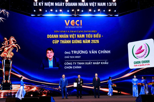 Doanh nhân Trương Văn Chính được vinh danh “Doanh nhân Việt Nam tiêu biểu - Cúp Thánh Gióng 2026”