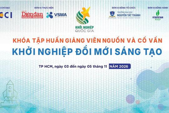3-5/11: Tập huấn giảng viên nguồn, cố vấn chuyên sâu về khởi nghiệp đổi mới sáng tạo tại TP.HCM
