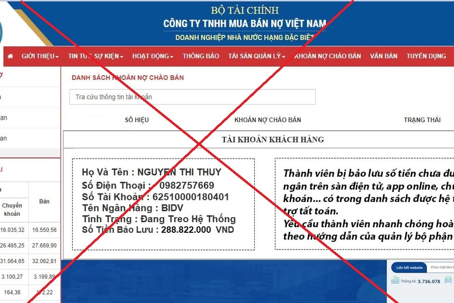 Cảnh báo hành vi mạo danh Công ty TNHH Mua bán nợ Việt Nam để lừa đảo
