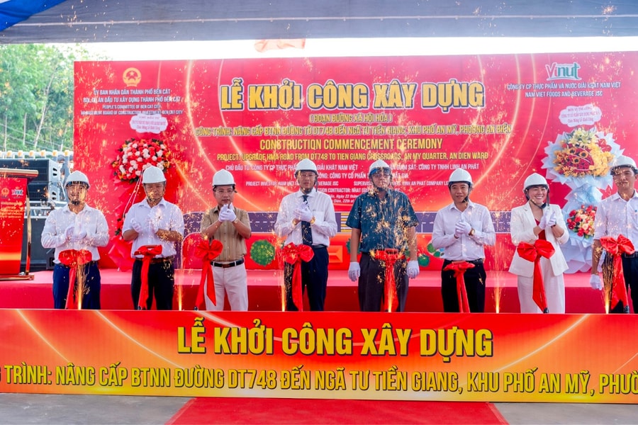 Thành phố Bến Cát: Khởi công dự án nâng cấp tuyến đường từ ngã tư Tiền Giang đến ĐT748