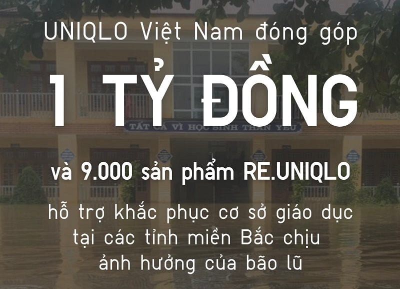 UNIQLO đóng góp 1 tỷ đồng và 9.000 trang phục RE.UNIQLO hỗ trợ người dân vùng bão lụt