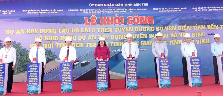 Bến Tre khởi công xây dựng cầu Ba Lai 8 trên tuyến đường bộ ven biển