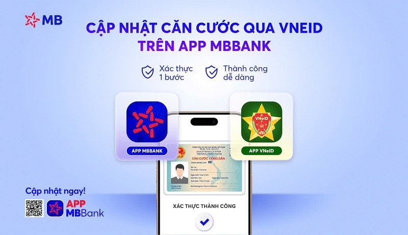 MB hỗ trợ khách hàng cập nhật căn cước qua tài khoản VNeID