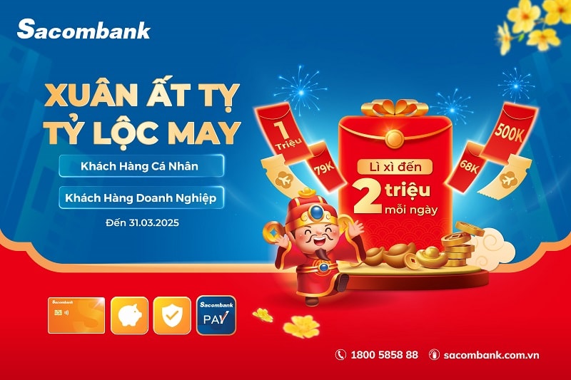 Khai xuân mới 2025, Sacombank trao “tỷ lộc may” tri ân khách hàng