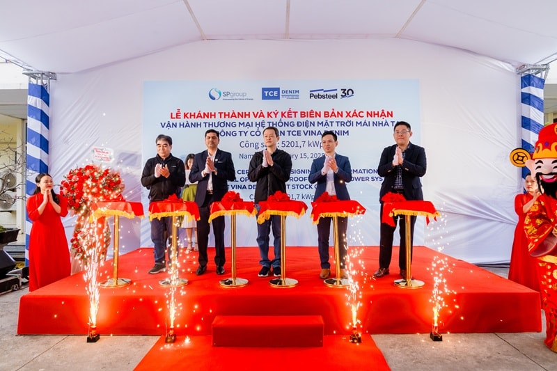 TCE Vina Denim hợp tác với SP Group và Pebsteel khánh thành hệ thống điện mặt trời áp mái 5,2 MWP