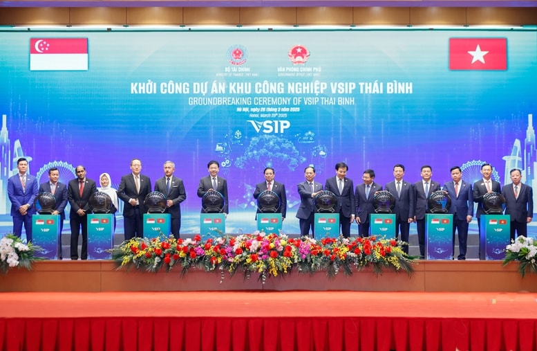 Hai Thủ tướng Việt Nam, Singapore cùng khởi công khu công nghiệp VSIP Thái Bình