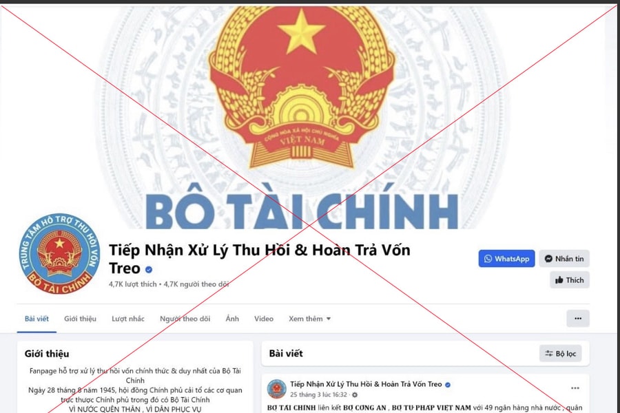 Cảnh báo giả mạo trang facebook của Bộ Tài chính