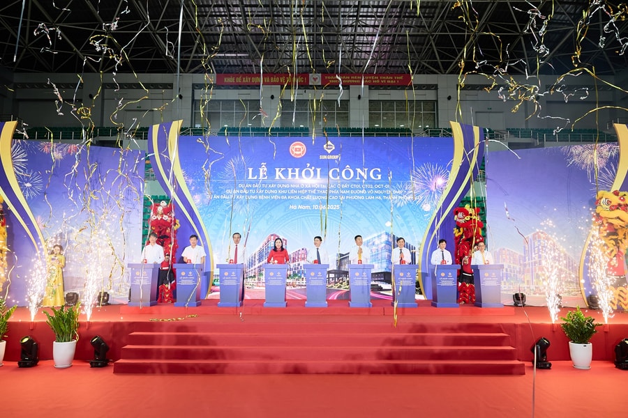 Hà Nam: Khởi công dự án nhà ở xã hội, khu thể thao, bệnh viện đa khoa do Sun Group đầu tư