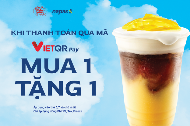 Mua 1 tặng 1 tại Highlands khi thanh toán bằng VIETQRPay