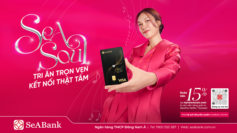 SeABank kết hợp ca sĩ Mỹ Tâm ra mắt thẻ Visa SeASoul 2in1
