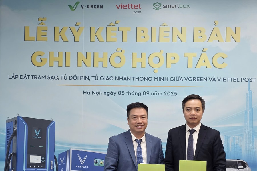 V-green và Viettel Post hợp tác triển khai hạ tầng trạm sạc, tủ đổi pin và tủ giao nhận thông minh