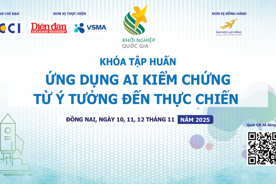 10-12/11: Khóa tập huấn giảng viên nguồn, cố vấn chuyên sâu về khởi nghiệp đổi mới sáng tạo tại Đồng Nai