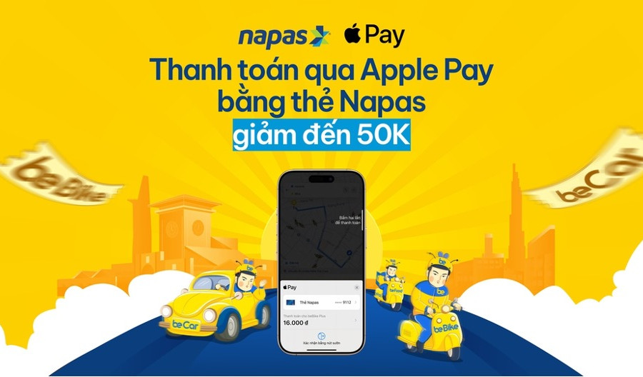 Thanh toán Apple Pay bằng Thẻ NAPAS trên BE, nhận combo ưu đãi