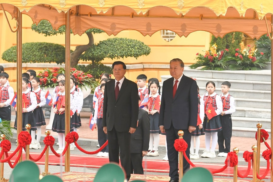 Tổng Bí thư Tô Lâm chủ trì Lễ đón Tổng Bí thư, Chủ tịch nước Lào Thongloun Sisoulith