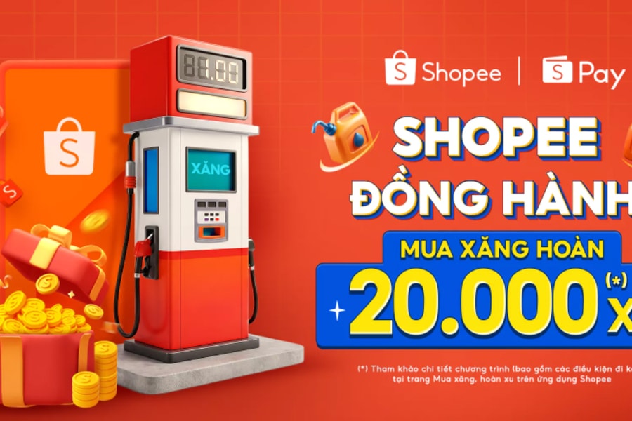 Shopee và ShopeePay triển khai chương trình mua xăng, hoàn 20.000 xu