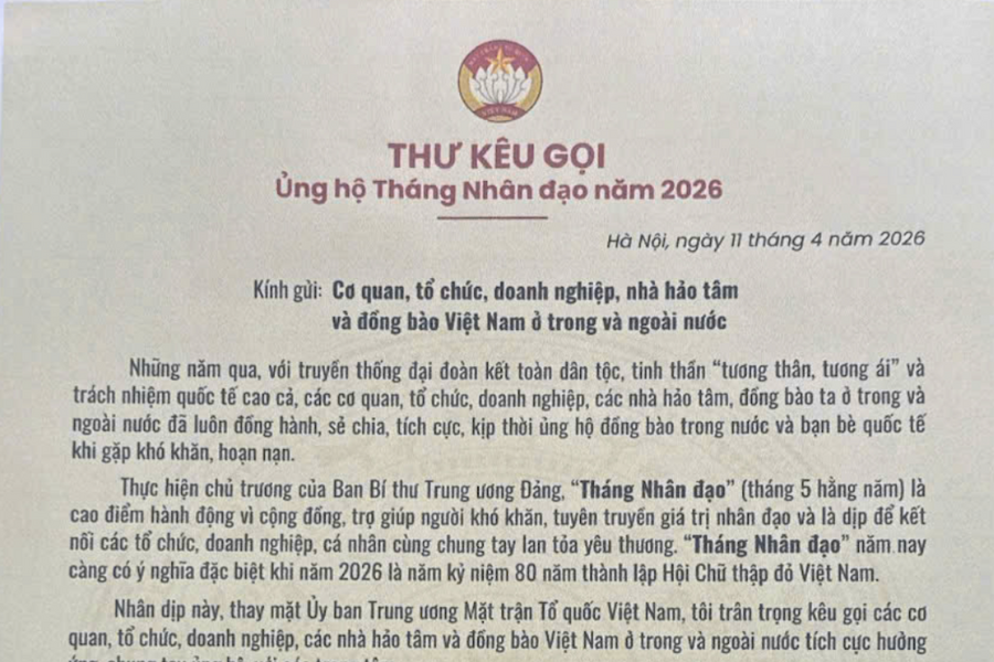 Phát động “Tháng Nhân đạo 2026”: Lan tỏa yêu thương, kết nối trách nhiệm cộng đồng