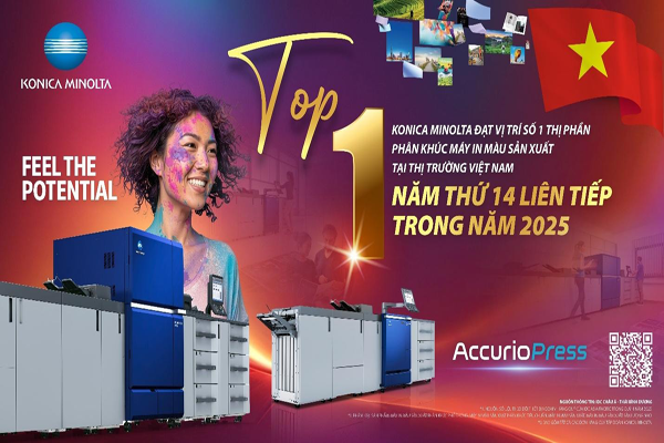 Konica Minolta duy trì vị thế dẫn đầu mảng máy in màu sản xuất năm 2025