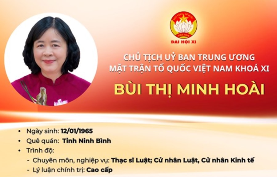 INFOGRAPHIC: Chủ tịch Ủy ban Trung ương MTTQ Việt Nam khóa XI Bùi Thị Minh Hoài