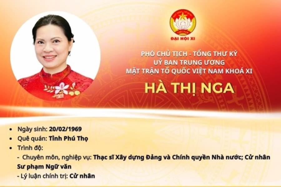 INFOGRAPHIC: Phó Chủ tịch - Tổng Thư ký Ủy ban Trung ương MTTQ Việt Nam khóa XI Hà Thị Nga