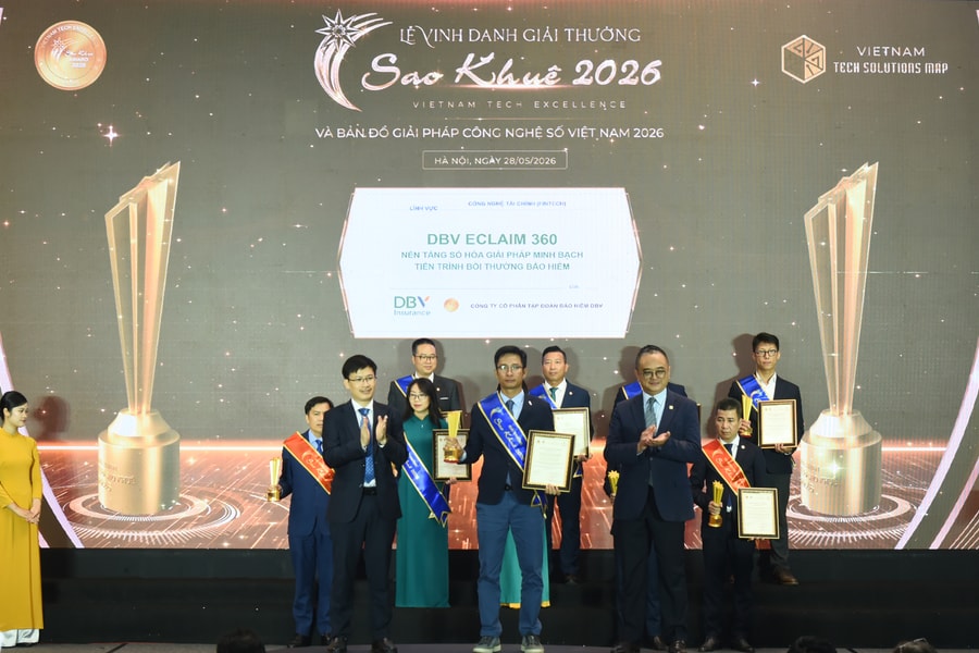 DBV nhận giải thưởng Sao Khuê 2026 với giải pháp số hoá bồi thường bảo hiểm DBV eClaim 360