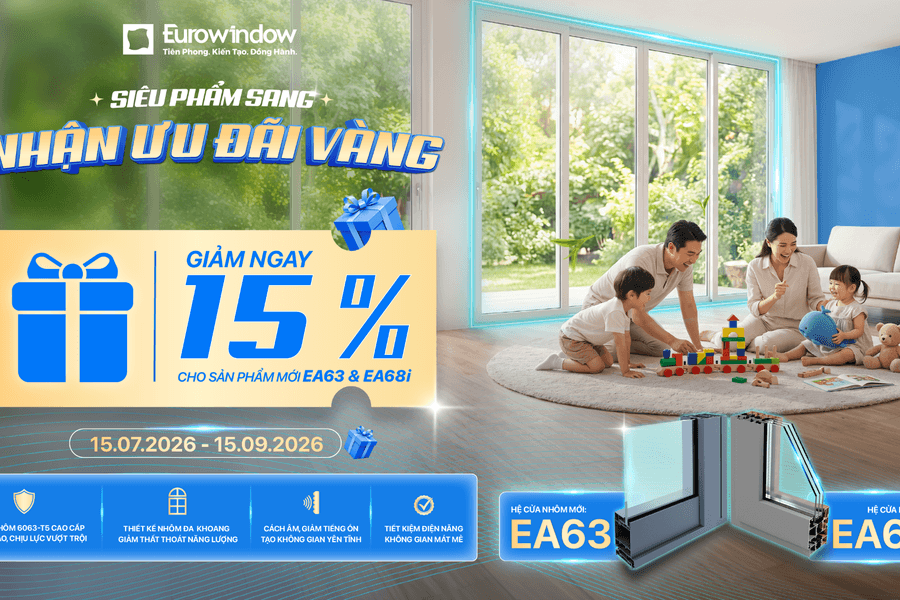 Cửa nhôm EA63 – Giải pháp tối ưu thẩm mỹ và công năng cho nhà phố, căn hộ cao cấp