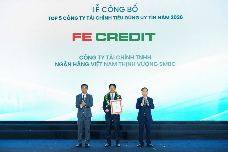 Năm thứ 3 liên tiếp, FE CREDIT giữ vị trí dẫn đầu “Top 5 Công ty Tài chính tiêu dùng uy tín 2026”