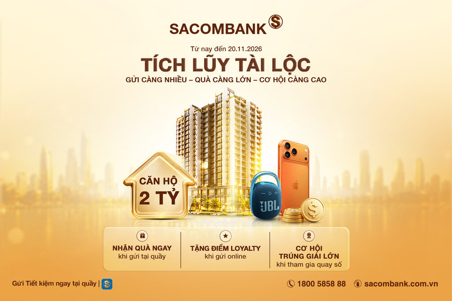 SACOMBANK đưa ra loạt ưu đãi trong chương trình “tích lũy tài lộc”